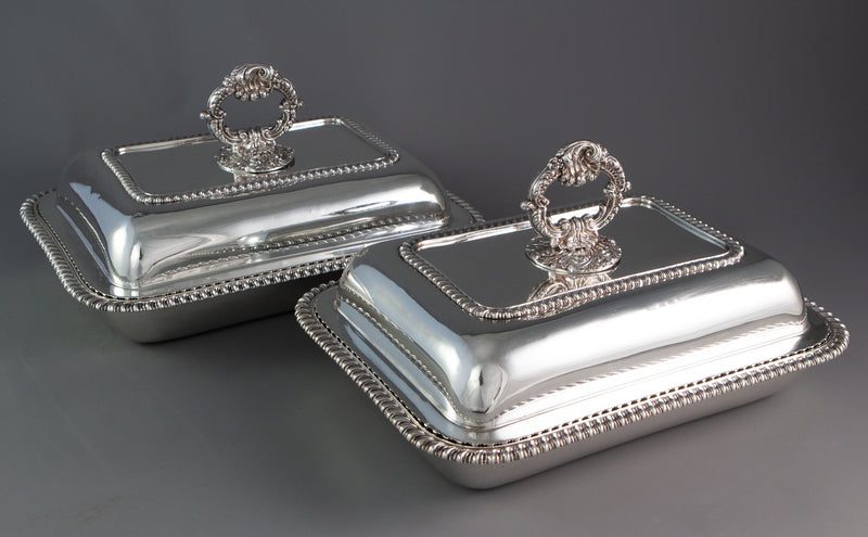 An Excellent Pair of Georgian Silver Entree or Serving Dishes London 1821 by Joseph Craddock and William Reid