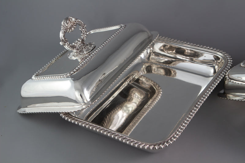 An Excellent Pair of Georgian Silver Entree or Serving Dishes London 1821 by Joseph Craddock and William Reid