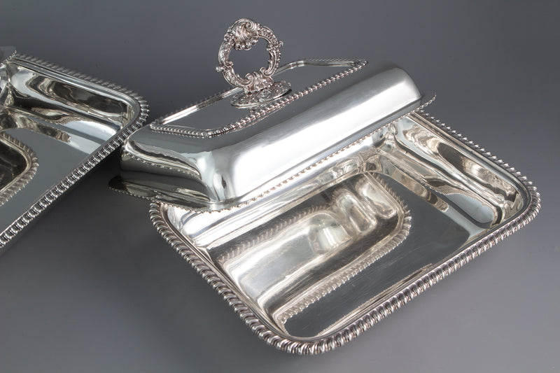 An Excellent Pair of Georgian Silver Entree or Serving Dishes London 1821 by Joseph Craddock and William Reid