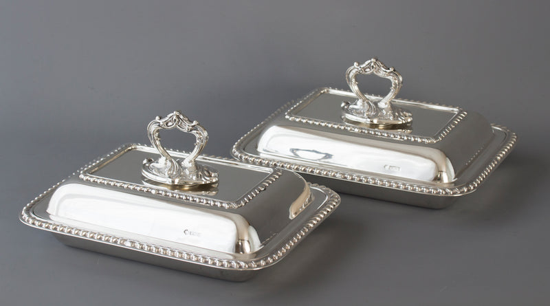 A Pair of  Edwardian Silver  Entree Dishes Sheffield 1902