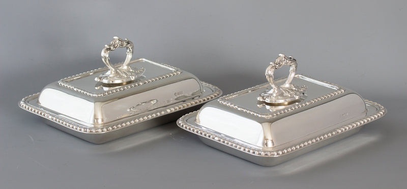 A Pair of  Edwardian Silver  Entree Dishes Sheffield 1902