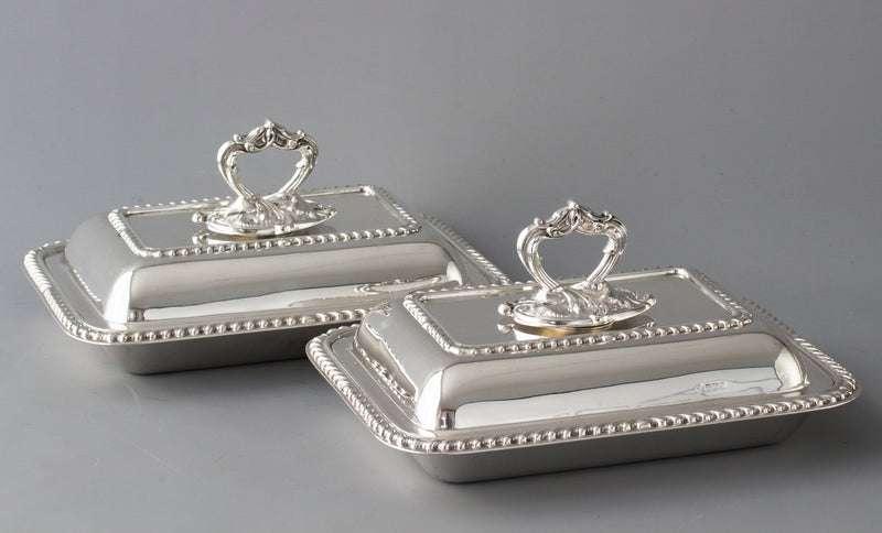 A Pair of  Edwardian Silver  Entree Dishes Sheffield 1902