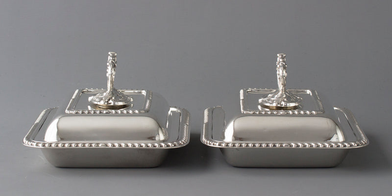 A Pair of  Edwardian Silver  Entree Dishes Sheffield 1902