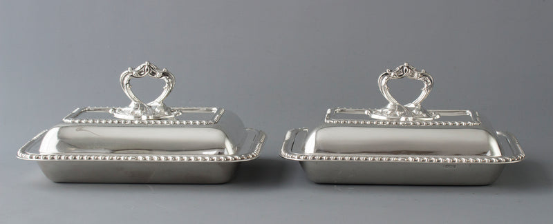 A Pair of  Edwardian Silver  Entree Dishes Sheffield 1902