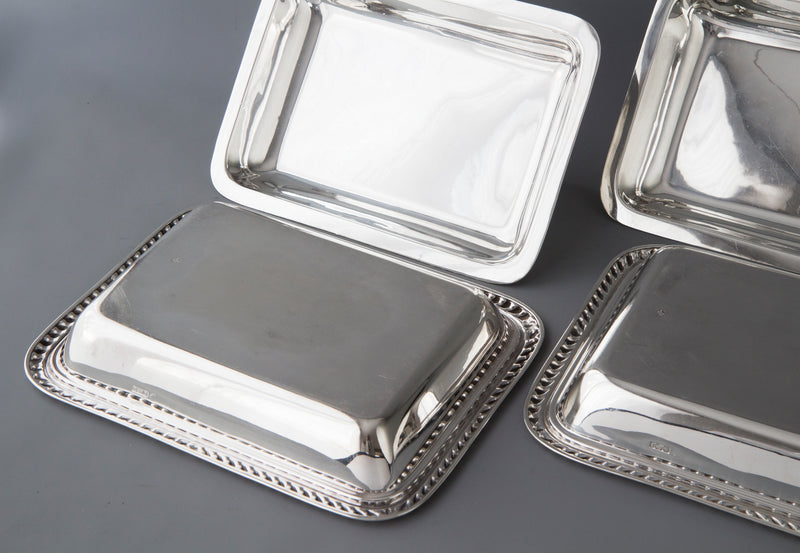 A Pair of  Edwardian Silver  Entree Dishes Sheffield 1902