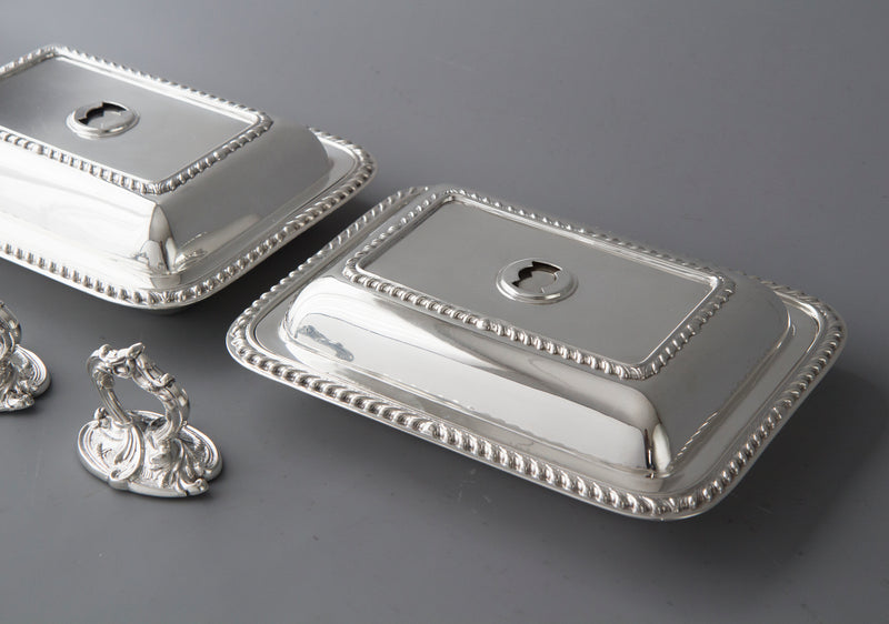 A Pair of  Edwardian Silver  Entree Dishes Sheffield 1902