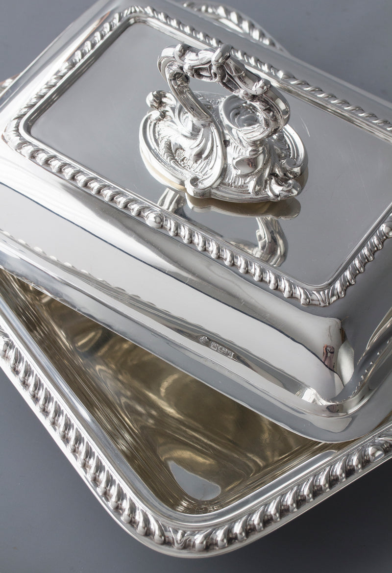 A Pair of  Edwardian Silver  Entree Dishes Sheffield 1902