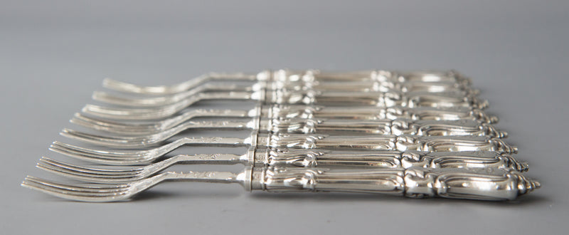 A Set of Eight Silver Fruit/Dessert Knives and Forks Sheffield 1868 by Thomas Sansom