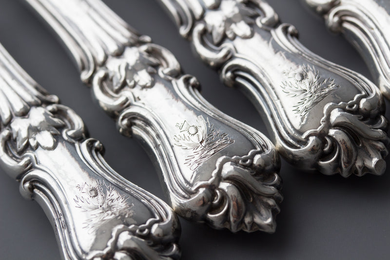 A Set of Eight Silver Fruit/Dessert Knives and Forks Sheffield 1868 by Thomas Sansom