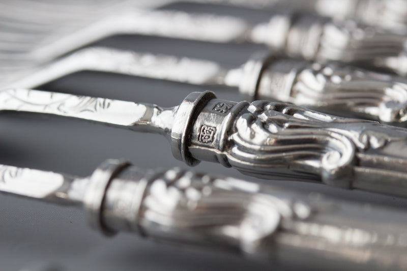 A Set of Eight Silver Fruit/Dessert Knives and Forks Sheffield 1868 by Thomas Sansom