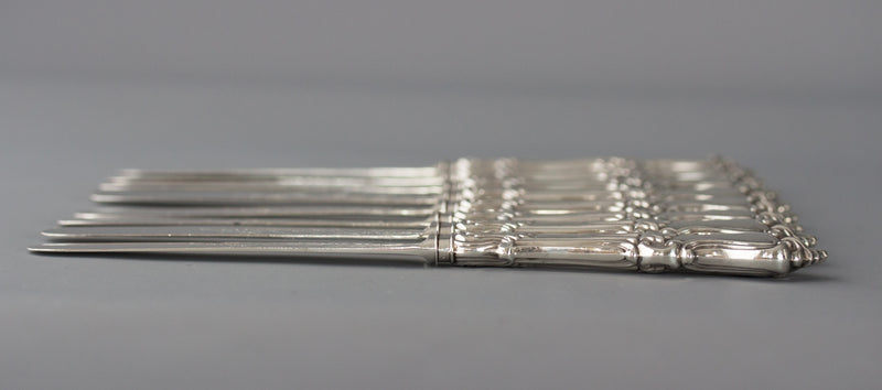 A Set of Eight Silver Fruit/Dessert Knives and Forks Sheffield 1868 by Thomas Sansom