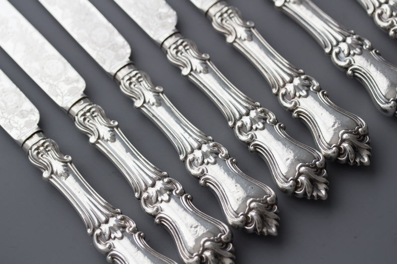 A Set of Eight Silver Fruit/Dessert Knives and Forks Sheffield 1868 by Thomas Sansom