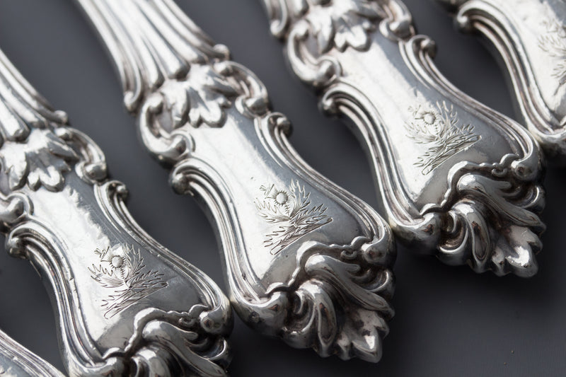 A Set of Eight Silver Fruit/Dessert Knives and Forks Sheffield 1868 by Thomas Sansom