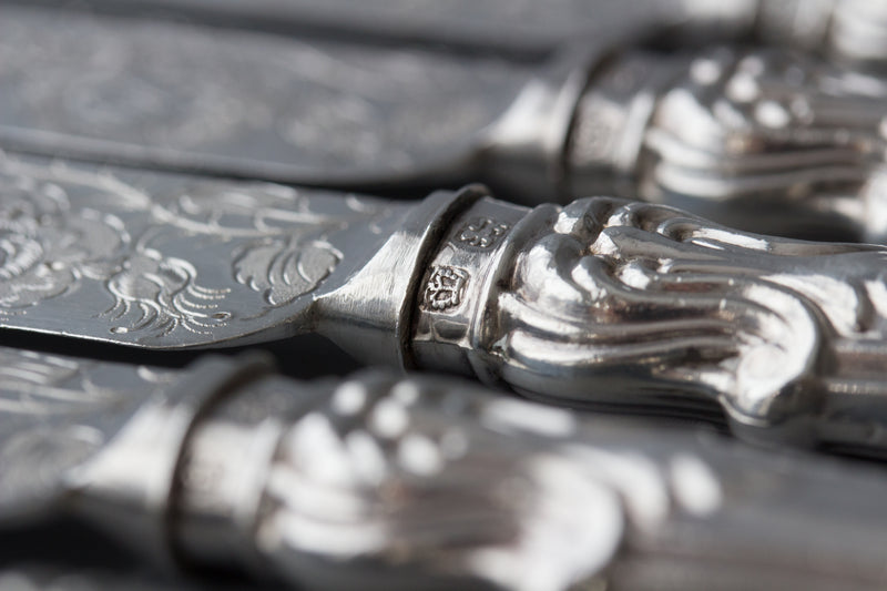 A Set of Eight Silver Fruit/Dessert Knives and Forks Sheffield 1868 by Thomas Sansom