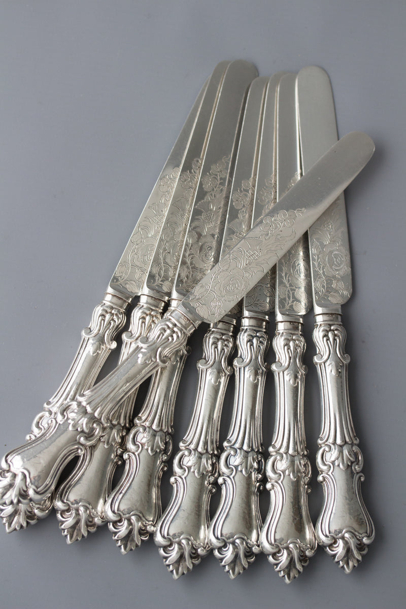 A Set of Eight Silver Fruit/Dessert Knives and Forks Sheffield 1868 by Thomas Sansom