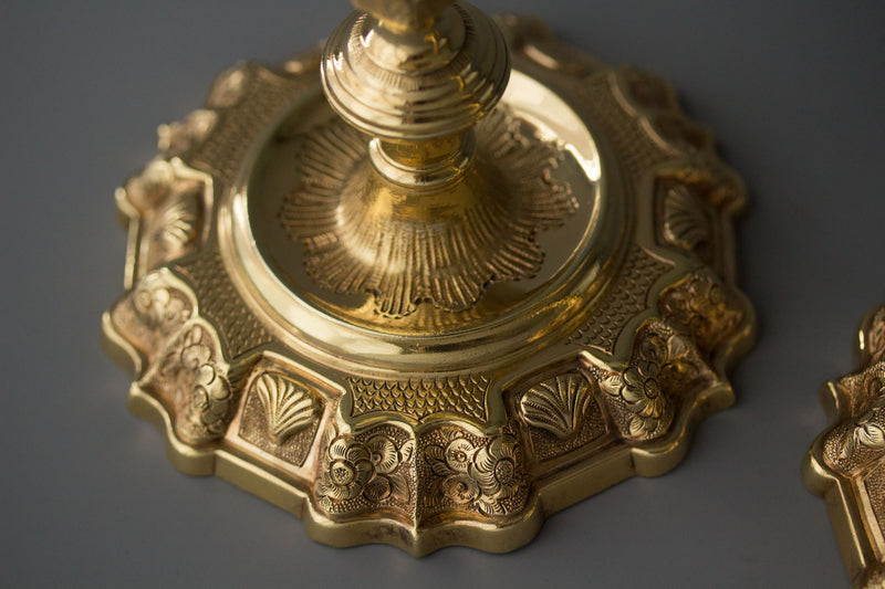 A Pair of George II Silver-Gilt Candlesticks. Edward Aldridge London 1741