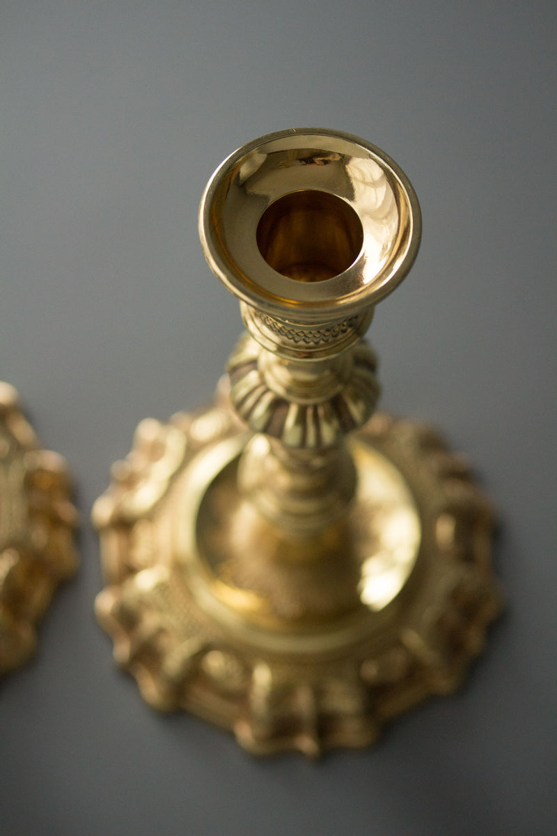 A Pair of George II Silver-Gilt Candlesticks. Edward Aldridge London 1741