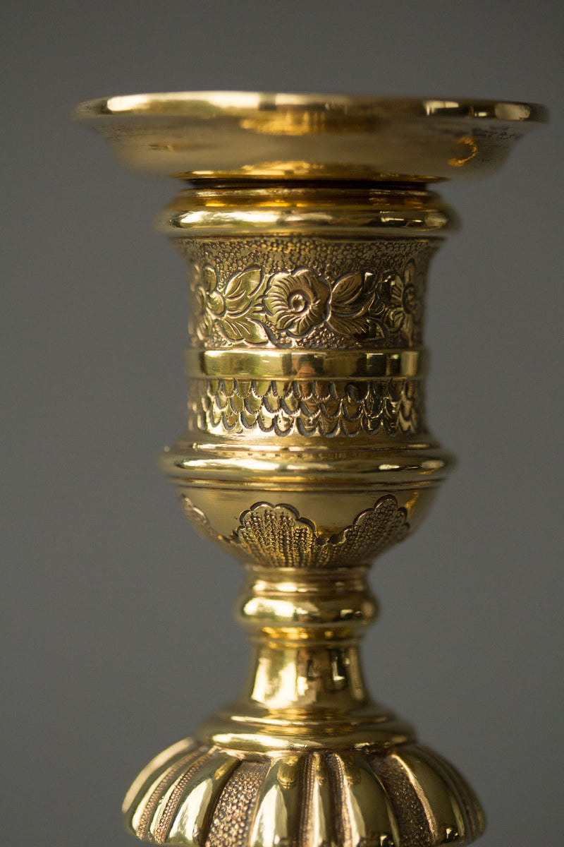 A Pair of George II Silver-Gilt Candlesticks. Edward Aldridge London 1741