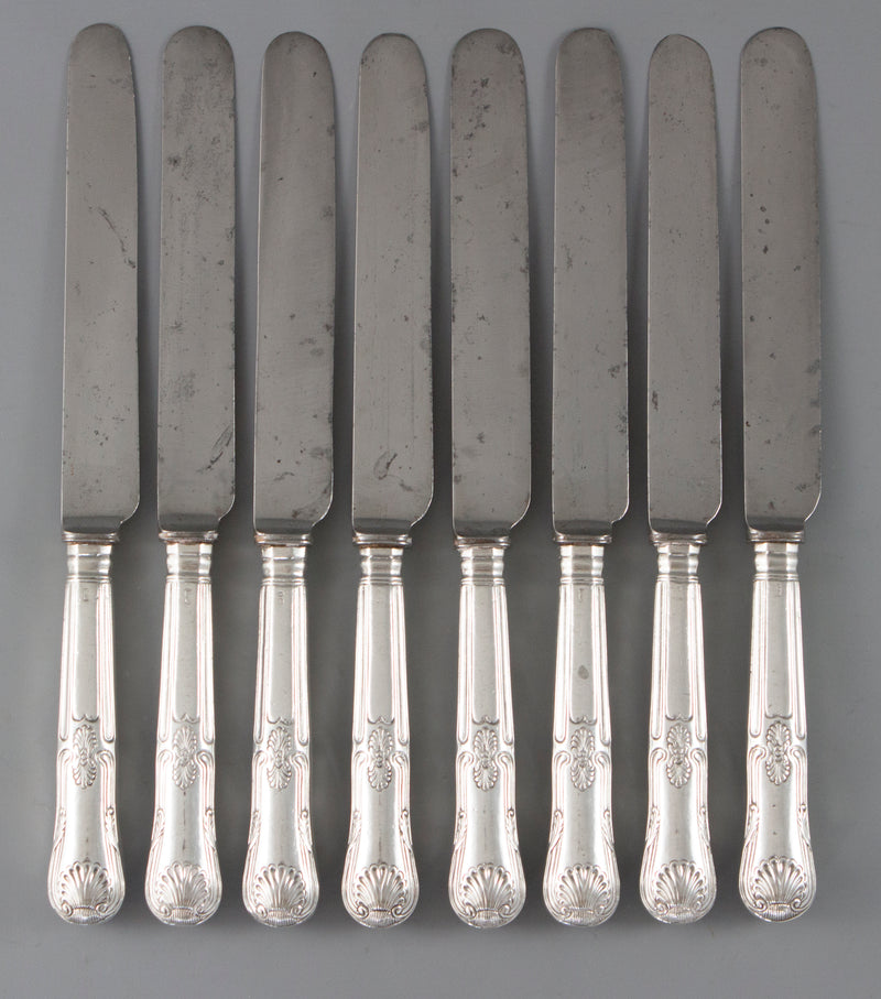 A Set of 8 George III Kings Pattern Table Knives, London 1813 by Moses Brent