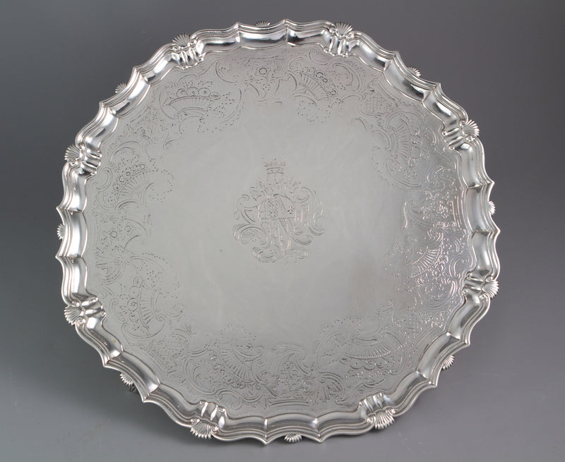 A Large George II Silver Salver London 1738 by John Tuite