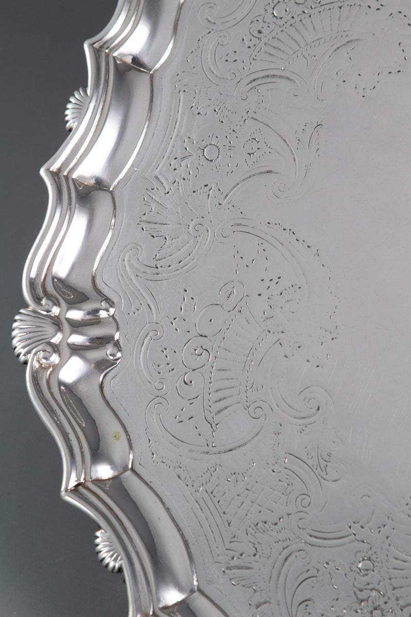 A Large George II Silver Salver London 1738 by John Tuite