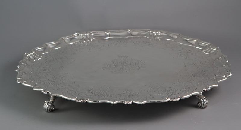 A Large George II Silver Salver London 1738 by John Tuite