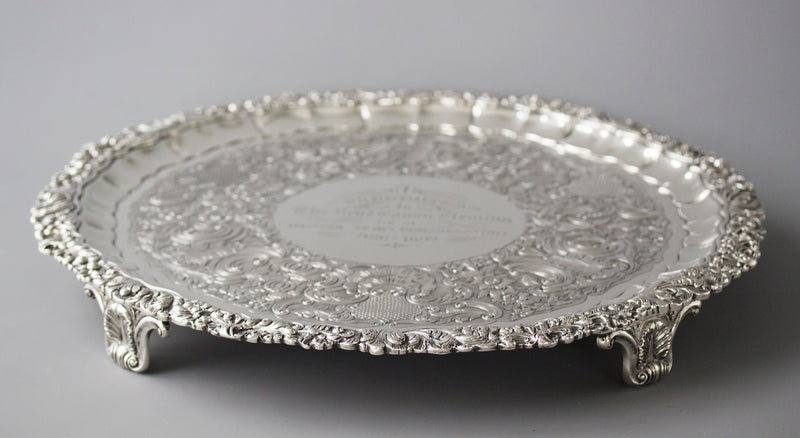 A Magnificent William IV Irish Silver Salver Dublin 1835