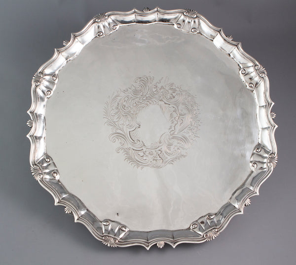 A Large George II silver Salver or Tray, London 1750 by John Le Sage