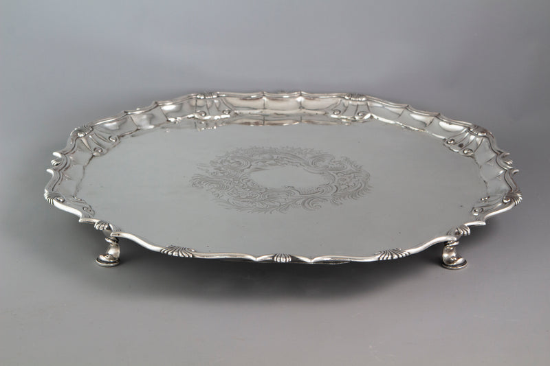 A Large George II silver Salver or Tray, London 1750 by John Le Sage