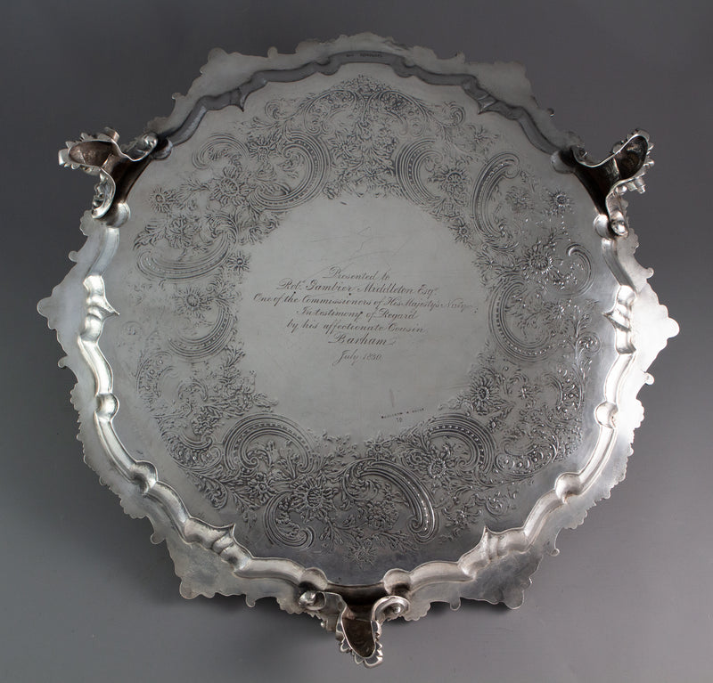 An Impressive Georgian Silver Salver or Tray by Paul Storr, London 1829