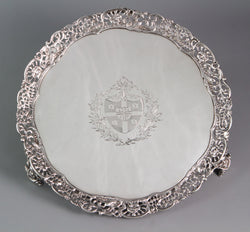 An early George III shaped circular salver with a cast gallery, Walter Tweedie, London, 1766