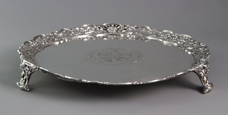 An early George III shaped circular salver with a cast gallery, Walter Tweedie, London, 1766