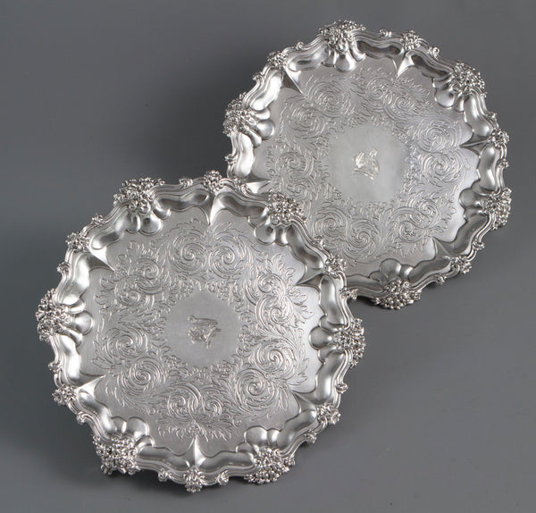 A Good Pair of Matching Silver Salvers/Waiters London 1837/8 by the Barnards