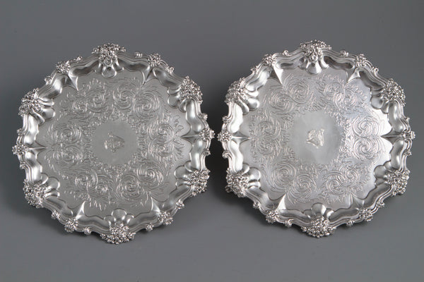 A Good Pair of Matching Silver Salvers/Waiters London 1837/8 by the Barnards