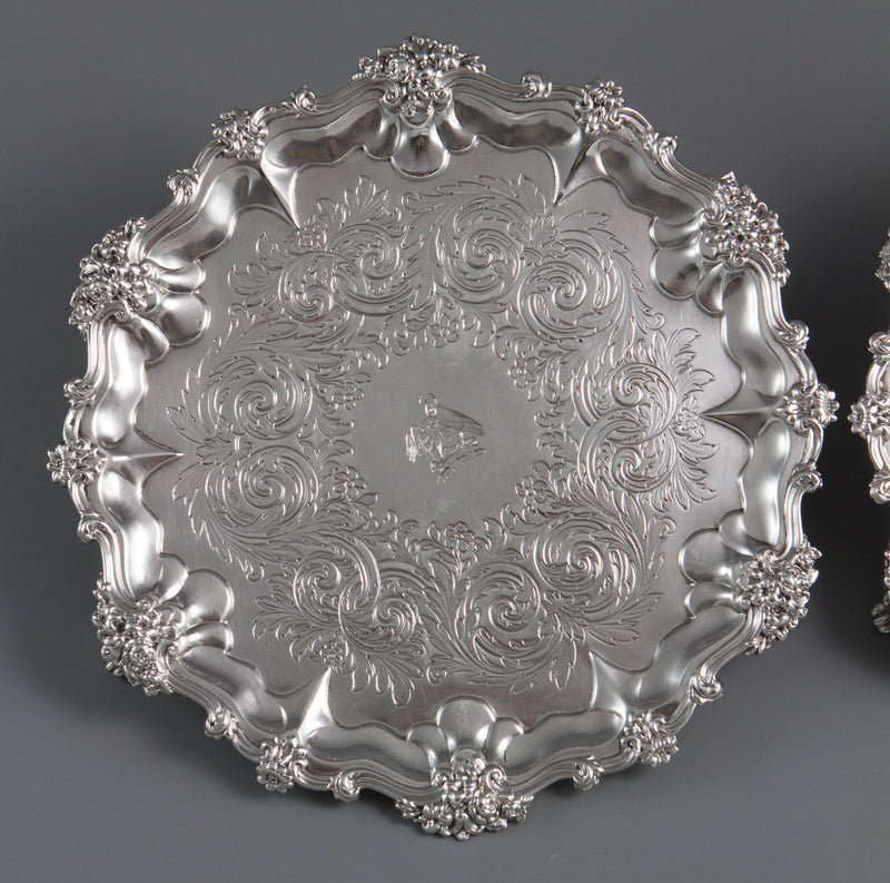 A Good Pair of Matching Silver Salvers/Waiters London 1837/8 by the Barnards