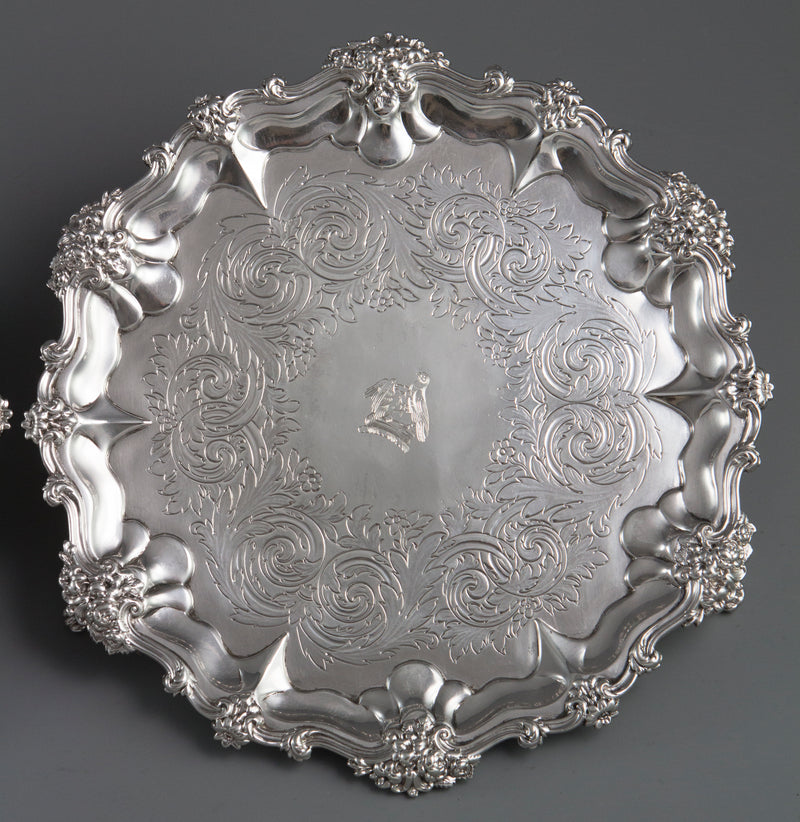 A Good Pair of Matching Silver Salvers/Waiters London 1837/8 by the Barnards