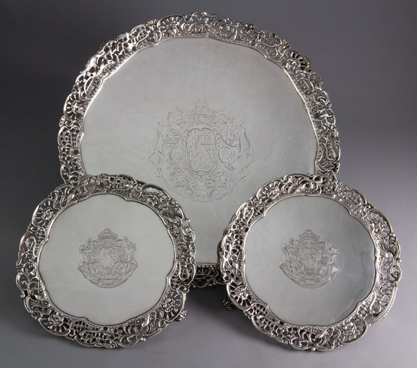 A Set of 3 George III Silver Salver or Trays, London 1762 by Richard Rugg