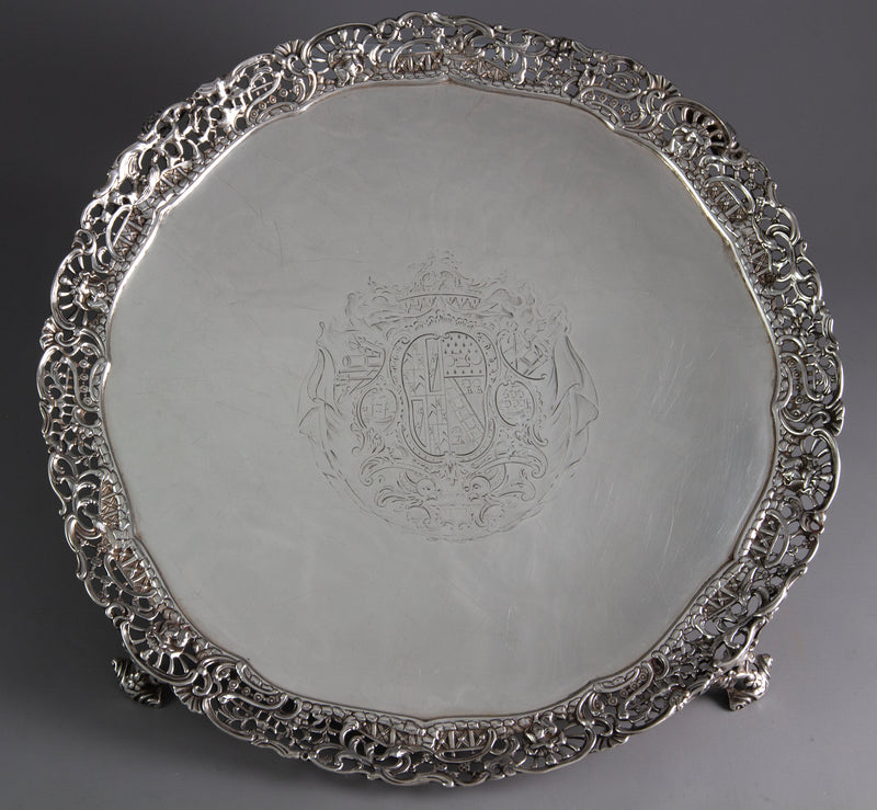A Set of 3 George III Silver Salver or Trays, London 1762 by Richard Rugg