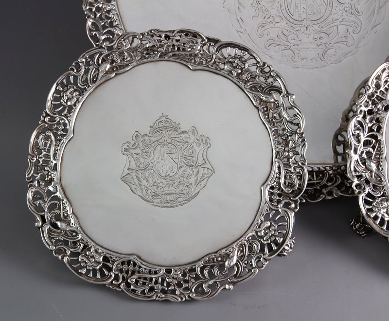 A Set of 3 George III Silver Salver or Trays, London 1762 by Richard Rugg