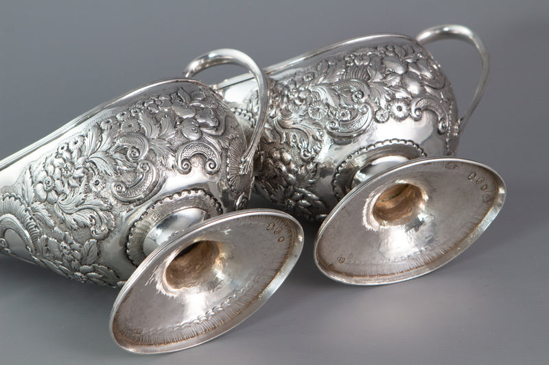 A rare pair of George III Pedestal Sauce Boats, Michael Homer, Dublin 1789