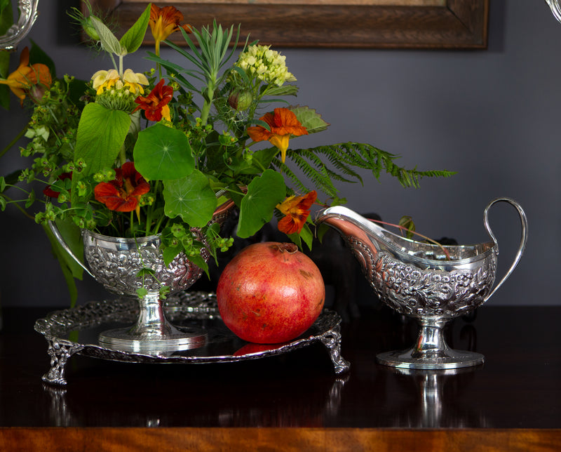A rare pair of George III Pedestal Sauce Boats, Michael Homer, Dublin 1789