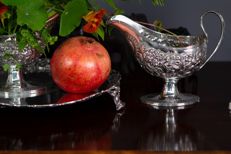 A rare pair of George III Pedestal Sauce Boats, Michael Homer, Dublin 1789