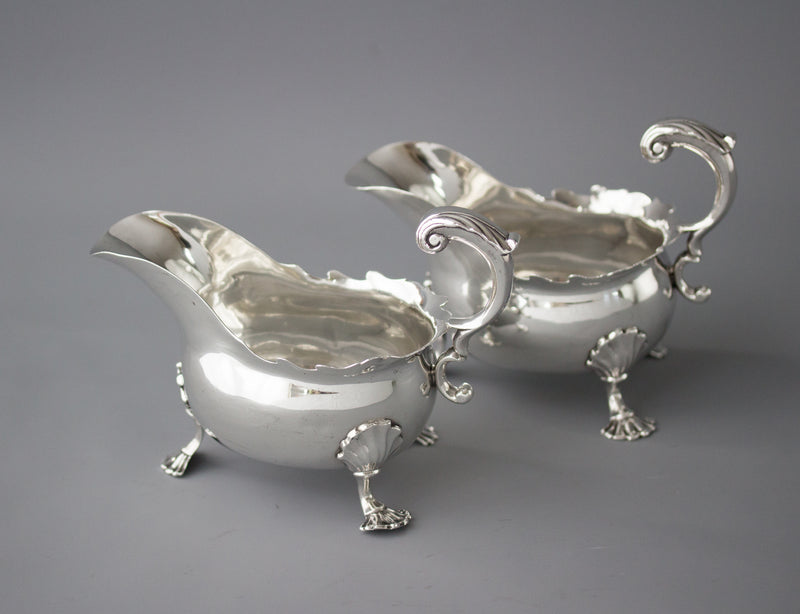 A Very Fine Pair of George II Silver Sauce Boats London 1752 by David Bell and Richard Mills