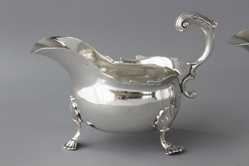 A Very Fine Pair of George II Silver Sauce Boats London 1752 by David Bell and Richard Mills