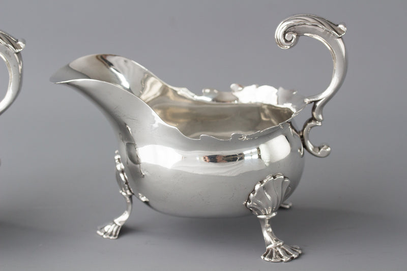 A Very Fine Pair of George II Silver Sauce Boats London 1752 by David Bell and Richard Mills
