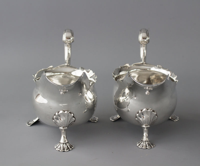 A Very Fine Pair of George II Silver Sauce Boats London 1752 by David Bell and Richard Mills