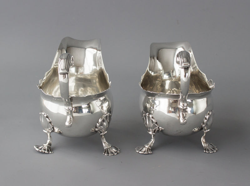 A Very Fine Pair of George II Silver Sauce Boats London 1752 by David Bell and Richard Mills