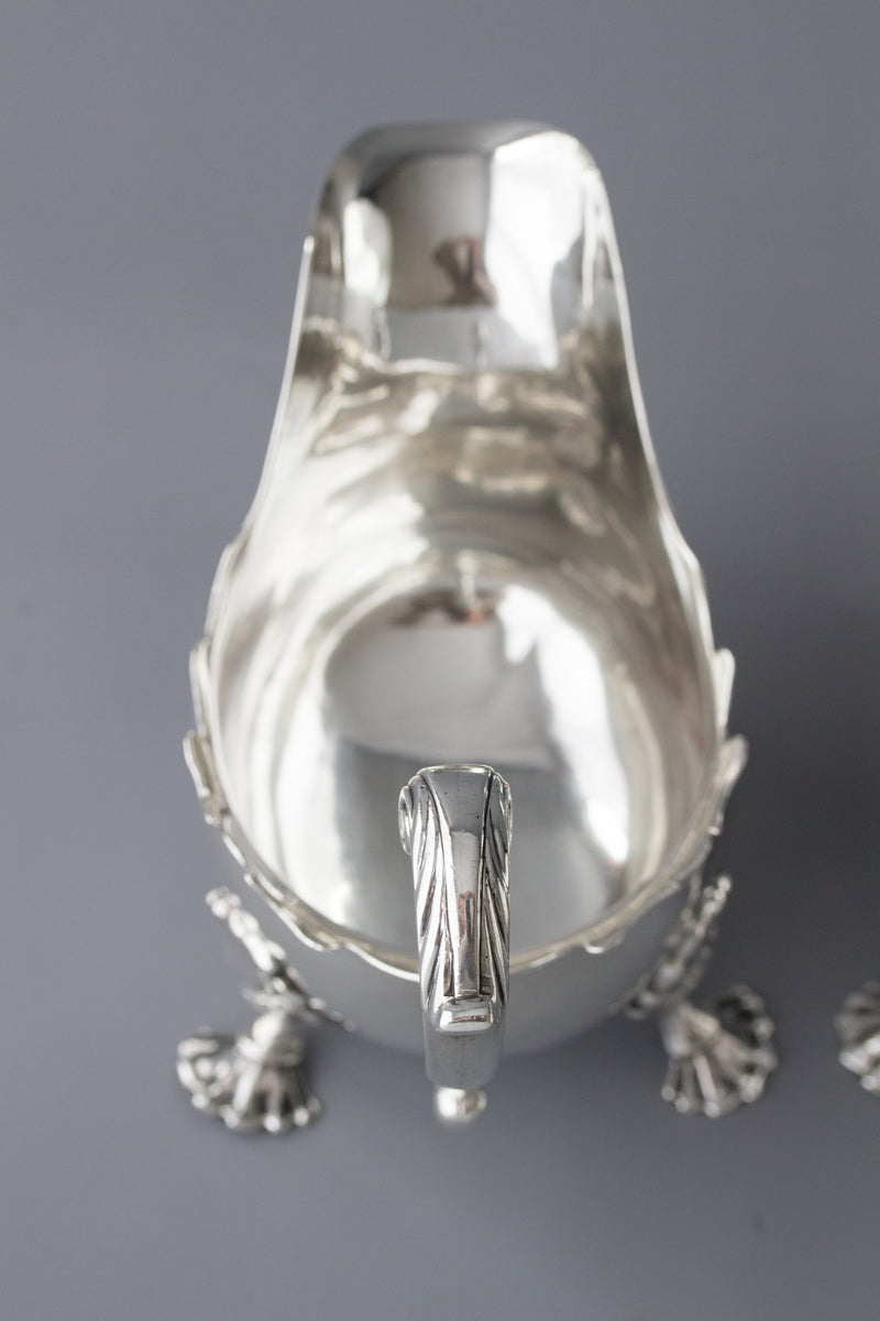 A Very Fine Pair of George II Silver Sauce Boats London 1752 by David Bell and Richard Mills