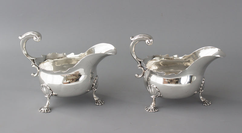 A Very Fine Pair of George II Silver Sauce Boats London 1752 by David Bell and Richard Mills
