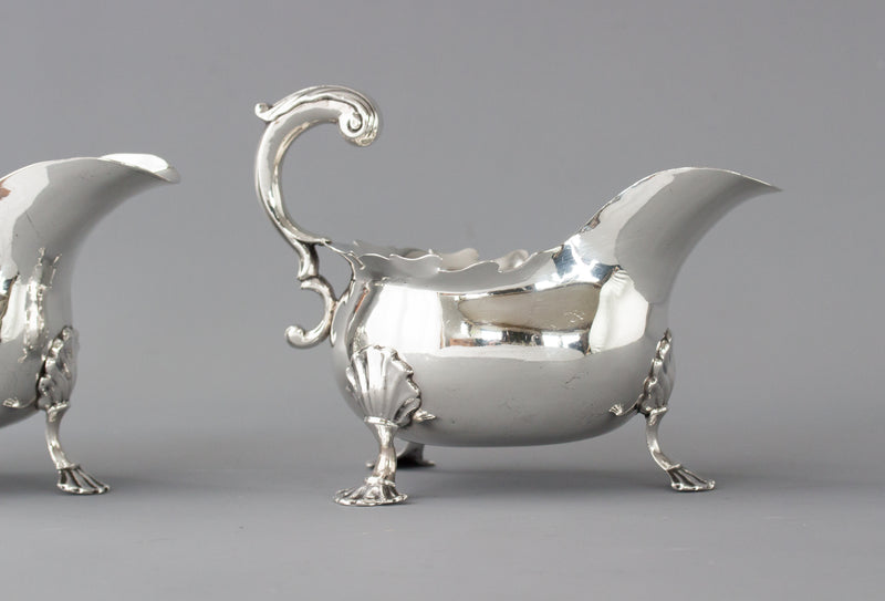 A Very Fine Pair of George II Silver Sauce Boats London 1752 by David Bell and Richard Mills